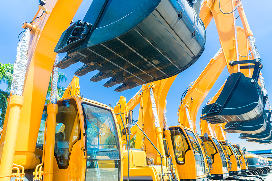 Equipment Rental Insurance - Closeup of Shovel Excavators From a Machinery Rental Company